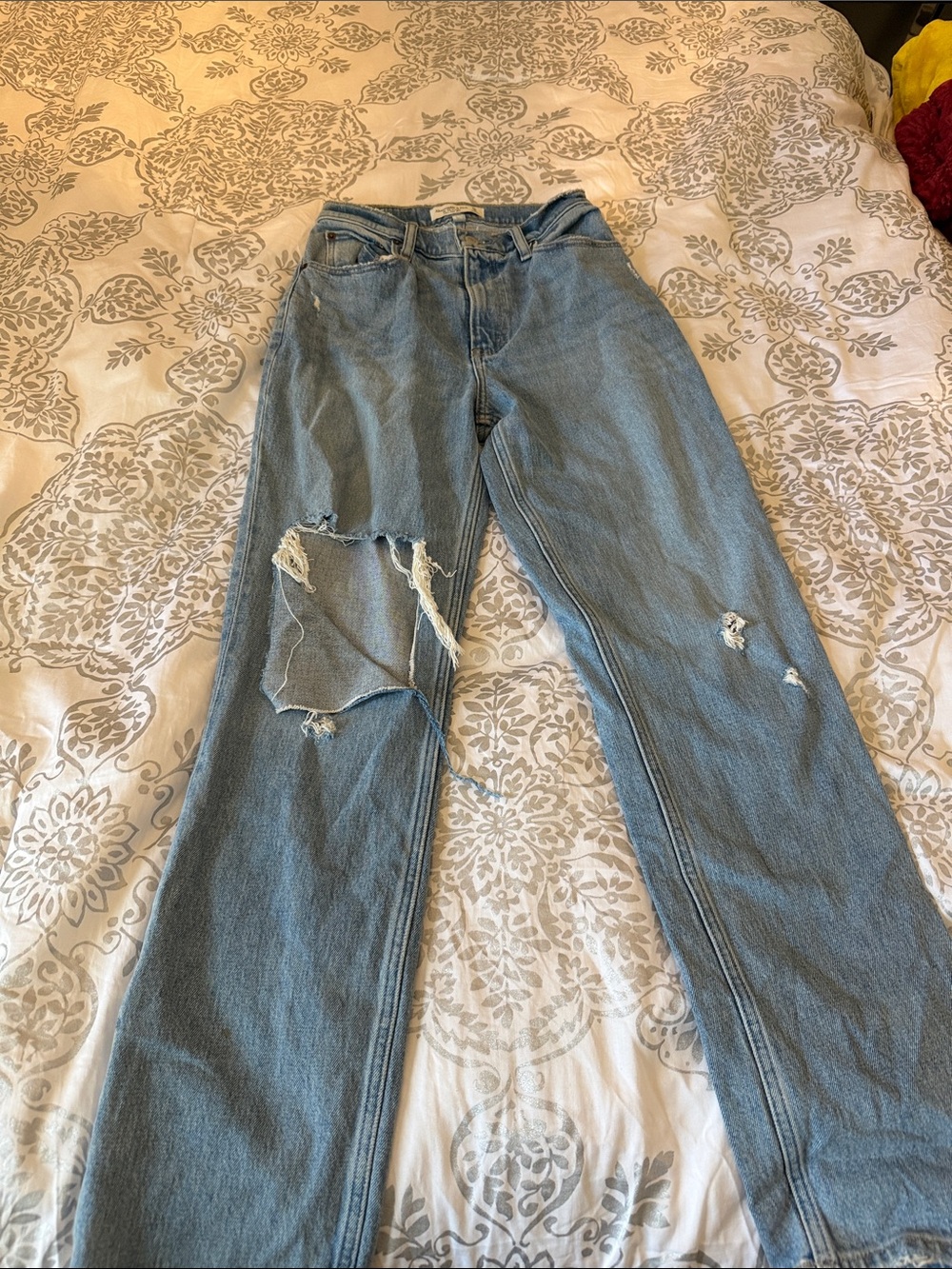 Abercrombie 90s straight ultra high rise curve love jeans